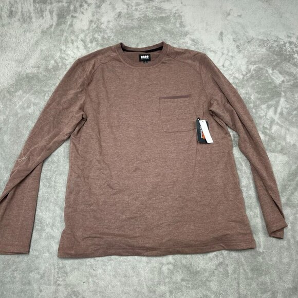 Bass Outdoor Mens Long Sleeve Rum Raisin Tee L NWT 6267 - Picture 1 of 9